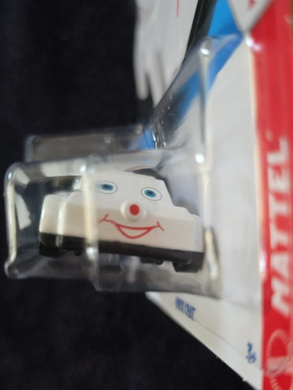 Mattel Hot Wheels Quick Chat Toy Car - White with Blue Eyes & Red Smile